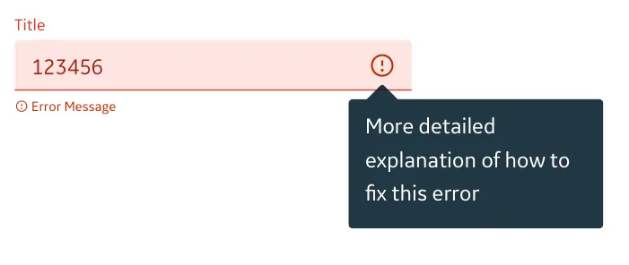 Error message after the fix, with an alert icon
